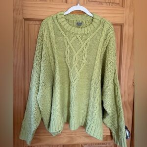 Aerie Olive Cable Knit Sweater